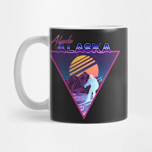 Retro Vaporwave Ski Mountain | Alyeska Alaska | Shirts, Stickers, and More! Mug